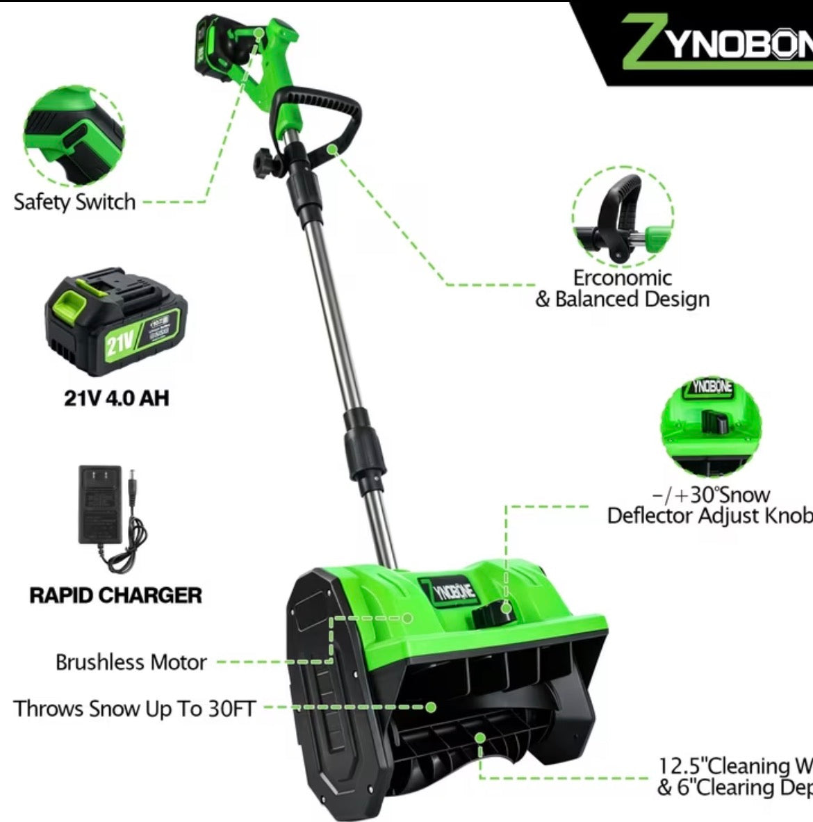 21V Battery Powered Snow Shovel