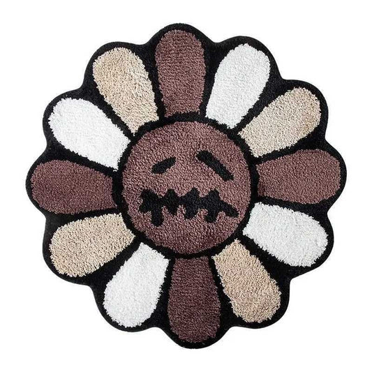 Luxurious Aesthetic Sunflower Mat Smiling Flower Carpet Entrance Door Mat Antislip Bathroom Rug Flower Tufted Mat Living Room Decor J260606