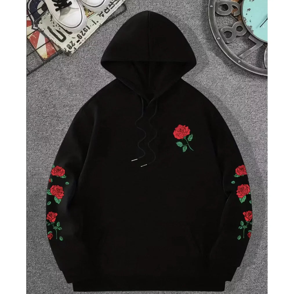 Custom 300G Black Casual Printed Knitted Women'S Hoodies & Sweatshirts