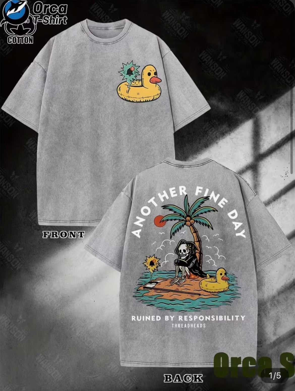 Grim Reaper Grey Graphic Tee