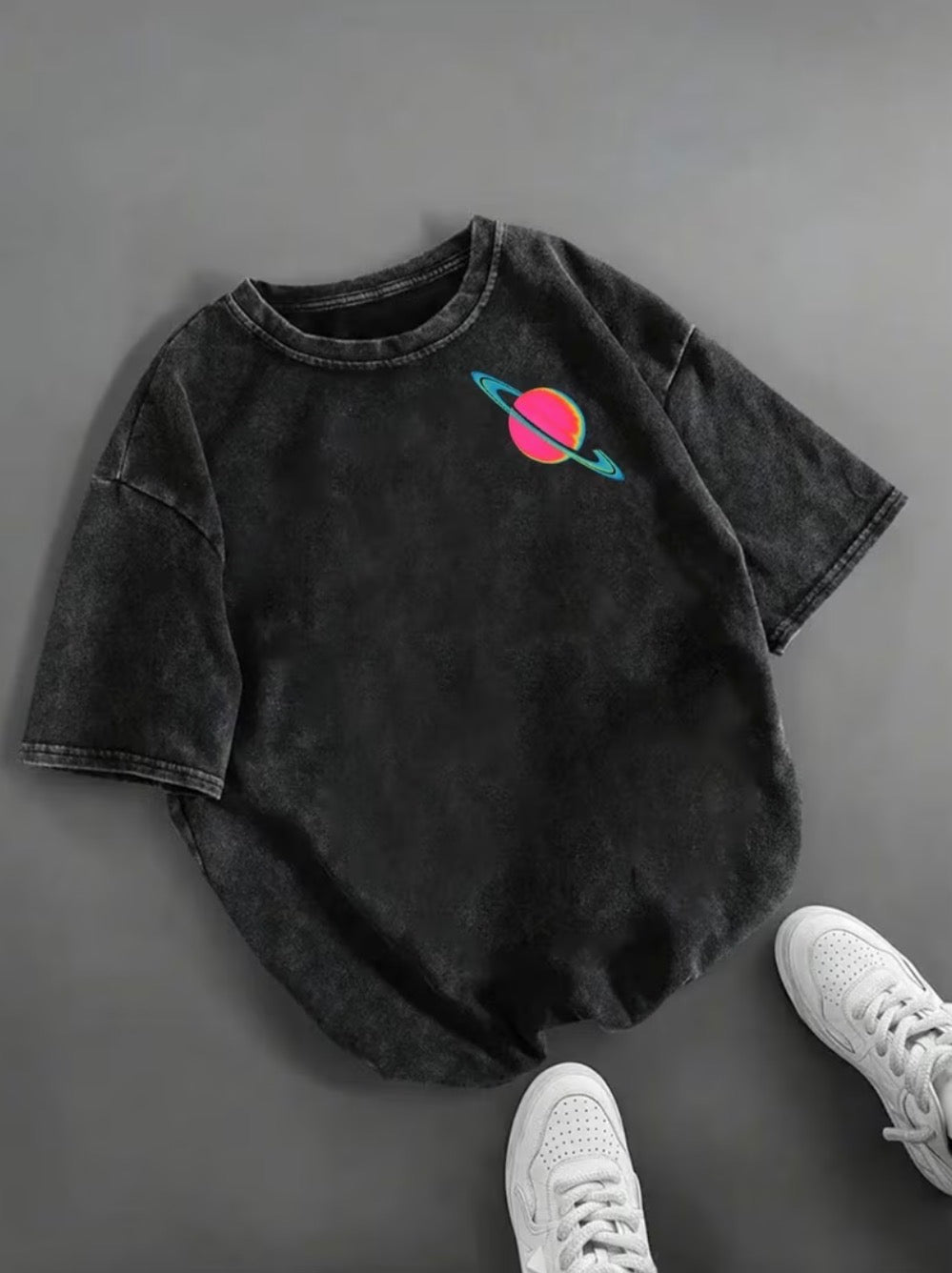 Saturn Black Graphic T Shirt