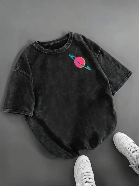 Saturn Black Graphic T Shirt